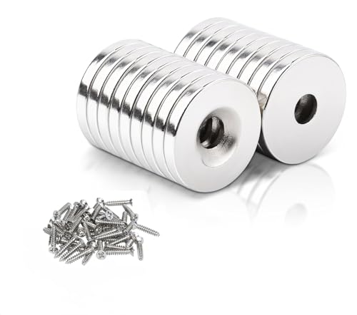 Neodym Magnete, Magnete Extra Stark,Groß Stark Rund,für Magnetplatte,Mit Loch 20x3.5mm, Küche, Kühlschrank,18 Stück von Ruikcoll