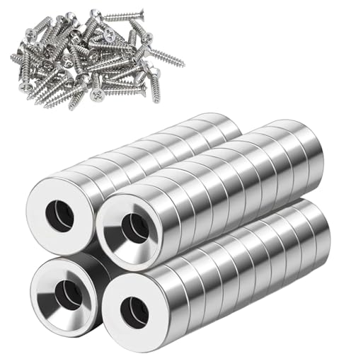 Neodym Magnete, Magnete Extra Stark,Groß Stark Rund,für Magnetplatte,Mit Loch 8x3mm-M3, Küche, Kühlschrank,40 Stück von Ruikcoll