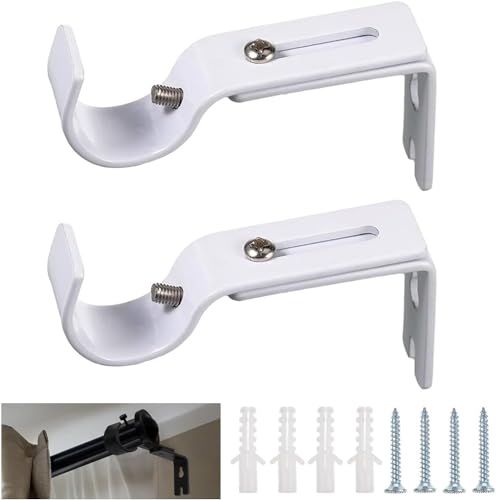 Ruikcoll Gardinenstange Halterung Verstellbare, Gardinenstange Halterung,Gardinen Halterung Verstellbare, Wandhalterung Vorhangstange Halter, mit Schrauben, für Schlafzimmer, Schrank, Weiß,2 Stück Ruikcoll Gardinenstange Halterung Verstellbare, Gardinenstange Halterung,Gardinen Halterung Verstellbare, Wandhalterung Vorhangstange Halter, mit Schrauben, für Schlafzimmer, Schrank, Weiß,2 Stück von Ruikcoll