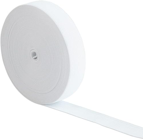 Ruikcoll Nähgummi, Gummibänd Weiß 15mm Breit - 10 Meter,Gummilitze Elastisches Zum Nähen,für Hosengummi, elastische Kordel, DIY-Handwerk, Stoff zum Nähen von Ruikcoll