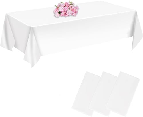 Tischdecke Weiß,Wasserdicht Geburtstag Tischdecken, Rechteckig Tischtuch Geeignet für Hochzeit, Party, Kindergeburtstag,3 Pack Tischdecke Weiß,Wasserdicht Geburtstag Tischdecken, Rechteckig Tischtuch Geeignet für Hochzeit, Party, Kindergeburtstag,3 Pack von Ruikcoll