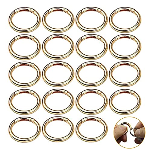 20 Stück Runde Karabiner 33mm Gold Runde Zinklegierung Snap Haken Verbinder Karabiner Ringe,Snap Sprung Ringe Karabiner,für Bastelarbeiten und Taschenzubehör Schlüsselring Schnalle von Ruikdly