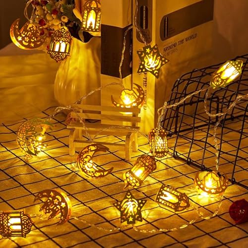 3M LED Ramadan Lichterketten Ramazan Dekor 20 LED Ramadan Licht Stern Mond Lichterketten Eid Muslim Mubarak Dekoration Für Festival, Party,Warmweiß von Ruikdly