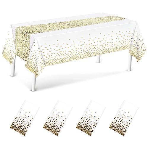 Ruikdly 4 Stück Weiß und Gold Party Tischdecken Wasserdicht Einweg Tischdecke Tischdecke Bierzeltgarnitur 137 x 274 cm Rechteckig Tischtuch Geeignet für Party, Kindergeburtstag, Hochzeit, Weihnachten Ruikdly 4 Stück Weiß und Gold Party Tischdecken Wasserdicht Einweg Tischdecke Tischdecke Bierzeltgarnitur 137 x 274 cm Rechteckig Tischtuch Geeignet für Party, Kindergeburtstag, Hochzeit, Weihnachten von Ruikdly