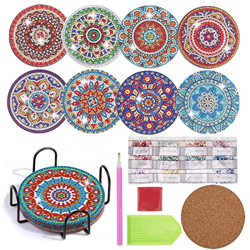 8 Pack Diamond Painting Untersetzer mit Halter, Wiederverwendbare Glasuntersetzer, DIY Mandala Tassenuntersetzer mit Diamanten und Montagewerkzeuge fur Tassen,Vasen, Kerzen Dekoratio 8 Pack Diamond Painting Untersetzer mit Halter, Wiederverwendbare Glasuntersetzer, DIY Mandala Tassenuntersetzer mit Diamanten und Montagewerkzeuge fur Tassen,Vasen, Kerzen Dekoratio von Ruikdly
