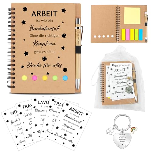 Abschiedsgeschenk Kollegin Jobwechsel, Notizbuch und Schlüsselanhänger Set, Inspirierendes Dankesgeschenk für Kollegen Ruhestand, Verabschiedungsgeschenk Büro, für Kollegen und Vorgesetzte von Ruikdly
