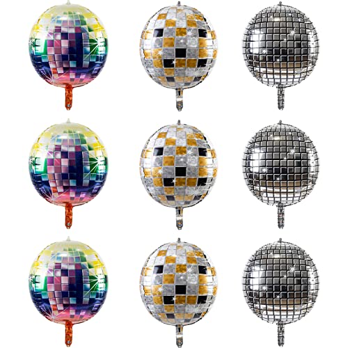 Disco Party Deko 9 Stück Disco Luftballons 22 Zoll 4D Disco Folienballon Gold Silber Regenbogen Discokugel Luftballons Für Disco Thema Geburtstagsfeier Bar Mizwa von Ruikdly