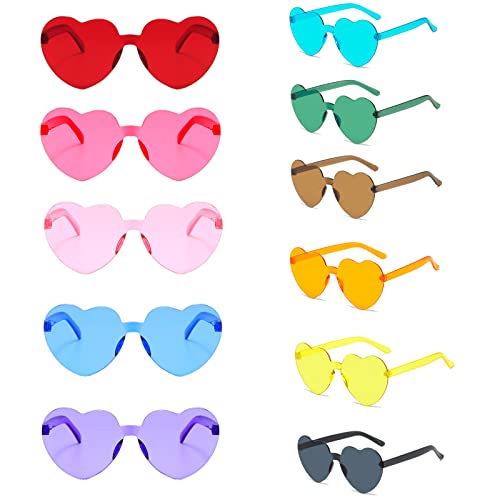 Herzbrille 11 Stück Farben Herz Sonnenbrille Partybrille Hippie Brille Lustige Brillen Party Damen Für Erwachsene Jungen und Mädchen Für Fasching Geburtstagsfeier Kleid ZubehöR Foto Requisiten von Ruikdly