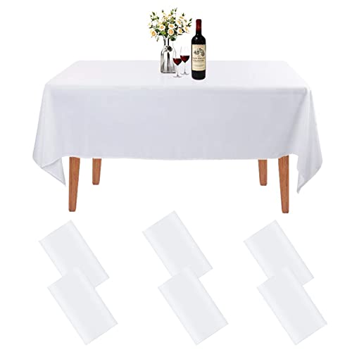 Weiße Tischwäsche 6 Stück Einweg-Tischdecke aus Kunststoff Weiße Einweg-Tischdecken Wasserdicht Waschbar Weiße Einweg-Rechteckige Tischdecken 137 x 274 cm für Esstisch Hochzeit Partys im Freien von Ruikdly