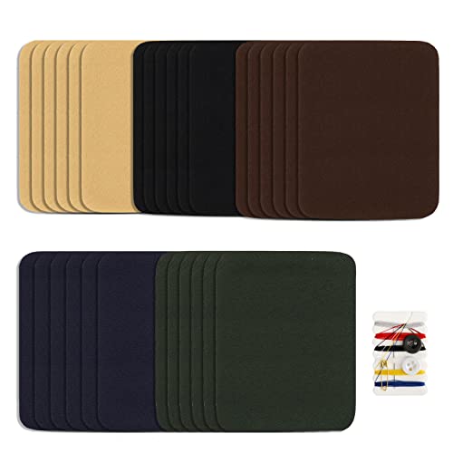 Bügelflicken mit Nähset, Mehrzweck-Heißklebeflicken, Reparatur für Heimwerker, Kleidung, Jeans, 9,9 x 12,7 cm (Kaffee, Schwarz, Dunkelgrün, Beige, Dunkelblau), 30 Stück von Ruimou
