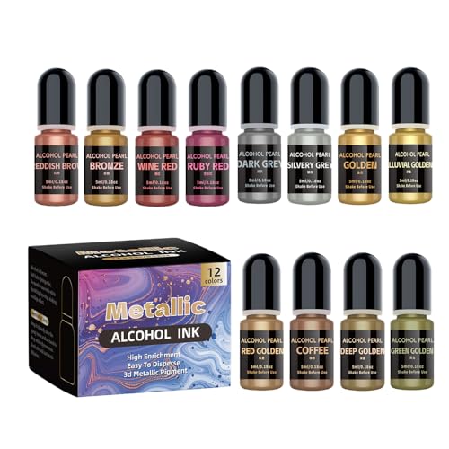Bright Metallic Alkohols Inks Collection 12 Hochpigmentierte Farben Für Epoxidharz Und Faux Buntglas Kreationen Bright Metallic Alkohols Inks Collection 12 Hochpigmentierte Farben Für Epoxidharz Und Faux Buntglas Kreationen von Ruiogoe