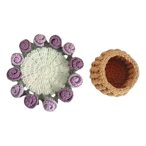 Ruiogoe Blumenergenossen Häkeln Kits Coasters Häkelstarter Kits Rose Bouquet Häkeln Coasters Kits Für Handwerksliebhaber von Ruiogoe