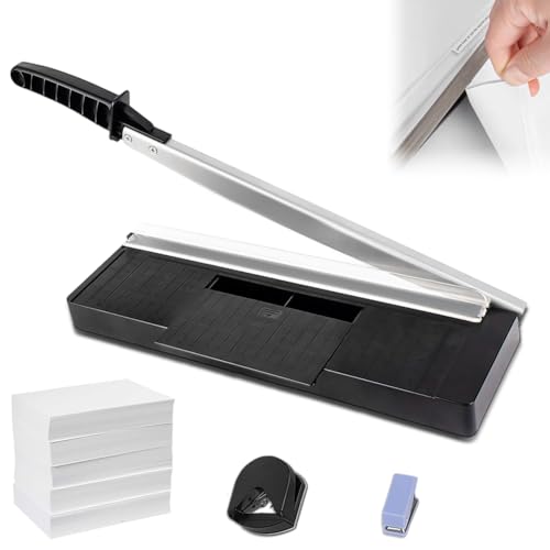 Papierschneider Kompakt 34 cm,Hebelschneider Manuell Schneidemaschine, Für bis zu 10 Blätter A4-B7 (80g/m²) Papierschneidemaschine Mit Metallbasis Hebelschneider Schere für Papier und Fotos von Ruioomeep