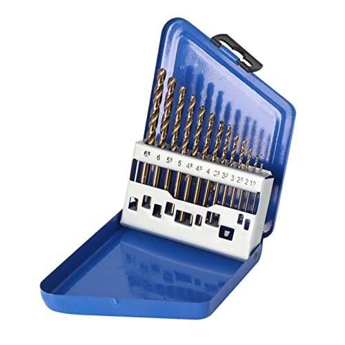 Ruiqas Bohrer, 13 Stück/Set, 1,5 mm - 6,5 mm Rundschaft, Wolframstahl, Lochbohrer mit Eisenbox für Stahl, Kupfer, Eisen, Titanlegierung Ruiqas Bohrer, 13 Stück/Set, 1,5 mm - 6,5 mm Rundschaft, Wolframstahl, Lochbohrer mit Eisenbox für Stahl, Kupfer, Eisen, Titanlegierung von Ruiqas