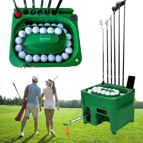 Automatischer Golfball-Spender, Golfball-Startgerät, Golfschläger-Organizer mit verstellbarem Halter, höhenverstellbar 1,3–4,3 cm/0,5–1,7 Zoll, Kapazität 40 Bälle, mit 6-Loch-Schlägerhalter Automatischer Golfball-Spender, Golfball-Startgerät, Golfschläger-Organizer mit verstellbarem Halter, höhenverstellbar 1,3–4,3 cm/0,5–1,7 Zoll, Kapazität 40 Bälle, mit 6-Loch-Schlägerhalter von Ruiseawing