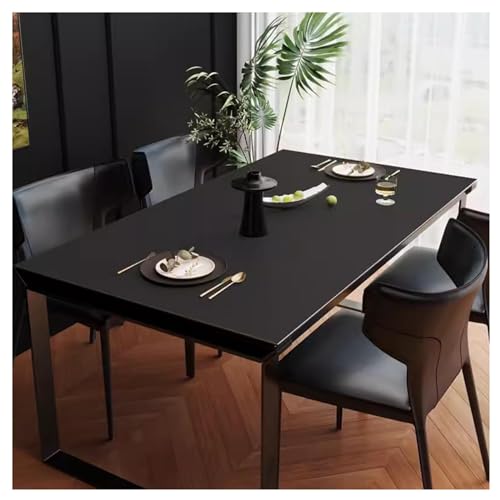 Extra große rechteckige Tischdecke aus Kunstleder, wasserdicht, öldicht, hitzebeständig, abwischbare Vinyl-Couchtischmatte (60 x 60 cm, Schwarz) von Ruiseawing
