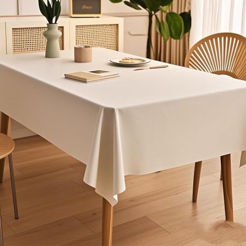 Premium Tischdecke, waschbar, rechteckig, flecken- und knitterfrei, elegantes Weiß, für Esszimmer, Buffets, Partys und Camping, 230 x 140 cm von Ruiseawing