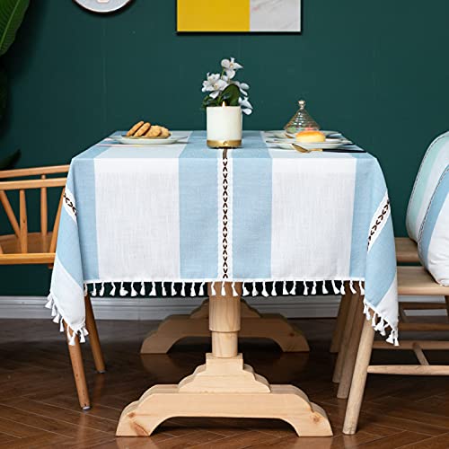 Rechteckige Tischdecke, Baumwoll-Leinen, Quasten-Design, staubdicht, Küchentischdecke für Esszimmer, Dekoration, stilvolle Heimdekoration, Himmelblau, 90 x 140 cm Rechteckige Tischdecke, Baumwoll-Leinen, Quasten-Design, staubdicht, Küchentischdecke für Esszimmer, Dekoration, stilvolle Heimdekoration, Himmelblau, 90 x 140 cm von Ruiseawing