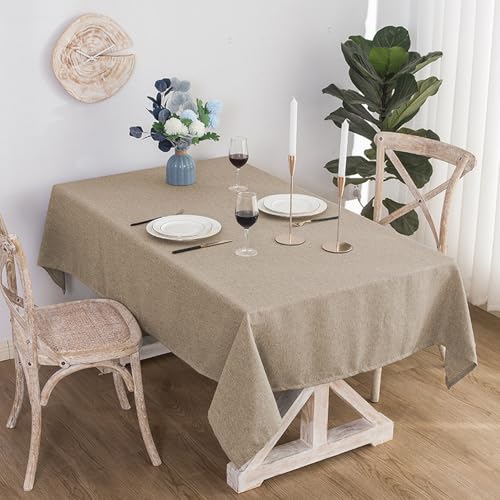 Ruiseawing Faltenfreie Tischdecke aus Baumwollleinen, 140 x 140 cm, waschbare Partyabdeckung für Küche, Esszimmer, Buffet und Veranstaltungen, langlebige und elegante Tischdekoration, Khaki Ruiseawing Faltenfreie Tischdecke aus Baumwollleinen, 140 x 140 cm, waschbare Partyabdeckung für Küche, Esszimmer, Buffet und Veranstaltungen, langlebige und elegante Tischdekoration, Khaki von Ruiseawing