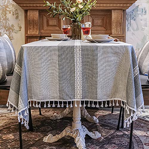 Ruiseawing Rechteckige graue Tischdecke, 140 x 220 cm, waschbar, Baumwoll-Leinen-Tischdecke mit Quasten, knitterfrei, perfekt für Küche und Partybankette Ruiseawing Rechteckige graue Tischdecke, 140 x 220 cm, waschbar, Baumwoll-Leinen-Tischdecke mit Quasten, knitterfrei, perfekt für Küche und Partybankette von Ruiseawing