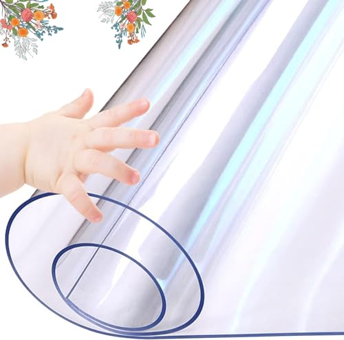 Transparente PVC-Tischabdeckung, wasserdichter Tischschutz für Esszimmer, Couchtisch/Schreibtisch, transparente Kunststoff-Tischdecke, abwischbare Esstischabdeckung von Ruiseawing