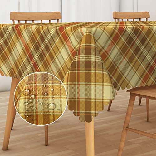 Wasserdichte Tischdecke mit Gingham-Muster, 178 x 228 cm, goldgelb kariert, rechteckig, Abdeckung für Terrasse, Picknick, Esszimmer, Küche, Café, Heimdekoration, knitterarm Wasserdichte Tischdecke mit Gingham-Muster, 178 x 228 cm, goldgelb kariert, rechteckig, Abdeckung für Terrasse, Picknick, Esszimmer, Küche, Café, Heimdekoration, knitterarm von Ruiseawing