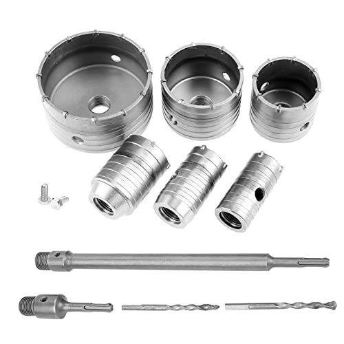 Ein Set mit 10 Topfbohrern, Bohrkrone Wandlocher, SDS-Wandbohrer, Plus Schaft Betonwandbohrer Stanzbohrer, Bohrer-Kit mit verlängertem Schaft für SDS Plus Topfsäge Für Klimaanlagen Pipe Punching von Ruisyi
