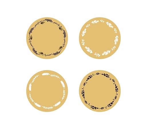 Kraftpapier Aufkleber Rund, Aufkleber Etiketten 4cm Rund, 500 Stück Aufkleber Selbstklebend zum Beschriften, Runde Kleine Sticker Blanko Geschenksticker Verpackung Marmeladen Glas Aufkleber von Ruixijiale