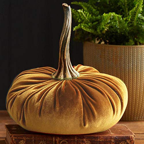 Ruiyete Deko Kürbis Samt Herbst, Dekoration Kürbis Herbstdeko Kürbis Tischdekoration Halloween Erntedankfest Dekoration, Handgemachte Super Weicher Gefüllter Kürbis für Thanksgiving (Gold) von Ruiyete
