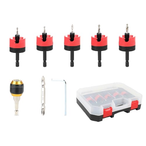 Rukjmqi Countersink Bohrer Bit Set, Counter Sink Drill Bit für Wood, 7x einstellbarer Tiefe Hex Shank Set, 1/4 in Quick Change Hex Shanks, Hochleistungsgeräte, Bohrzubehör für Holzbearbeitungsgarage von Rukjmqi