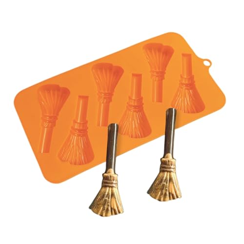 Rukjmqi Halloween Resin Gießformen, Spinnennetz Hexenbesen Kürbis Formen, Antihaft Silikon Form für Schokolade Backen Fondant Seife Harz Cupcake Deko Kerze Bastelprojekte von Rukjmqi