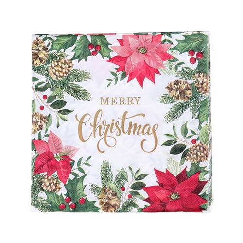 Rukjmqi Weihnachtsservietten, bedruckte Papierservietten | Feiertags-Quadrat-Blumen-Dinner-Papierservietten | 33x33cm/12,99x12,99 Zoll Dinner-Handserviette, Urlaubsdekoration für Hochzeit, Geburtstag, Rukjmqi Weihnachtsservietten, bedruckte Papierservietten | Feiertags-Quadrat-Blumen-Dinner-Papierservietten | 33x33cm/12,99x12,99 Zoll Dinner-Handserviette, Urlaubsdekoration für Hochzeit, Geburtstag, von Rukjmqi