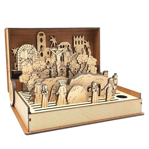Wood Ostern Holy Week Book, Jesus Resurrection Szene Osternstatue, Familie Ostern Holly Week Geschenke, Ostererrection Szene, Mantel regall Schlafzimmer Frühlingszeitdekor Für Nachbarn, Verwandte Wood Ostern Holy Week Book, Jesus Resurrection Szene Osternstatue, Familie Ostern Holly Week Geschenke, Ostererrection Szene, Mantel regall Schlafzimmer Frühlingszeitdekor Für Nachbarn, Verwandte von Rukjmqi
