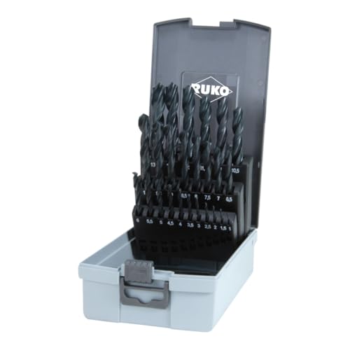 Ruko Spiralbohrer HSS-R DIN 338 Typ N 25-teilig, schwarz Ruko Spiralbohrer HSS-R DIN 338 Typ N 25-teilig, schwarz von Best Price Square