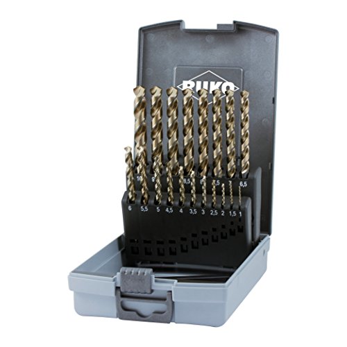RUKO Spiralbohrer-Satz DIN 338 Typ UNI, HSSE-Co 5 in ABS-Kunststoffkassette - 19 tlg. - 228214RO von RUKO