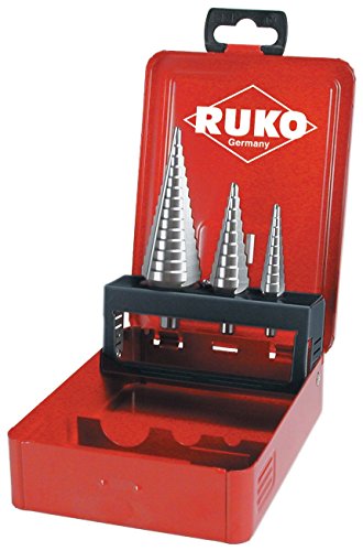 RUKO 101326 - Juego de 3 brocas escalonadas HSS, 3 canales de salida (0/9,1 y 2) von Ruko