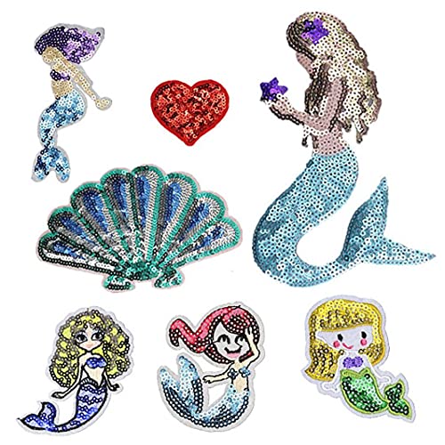 1 Set Little Mermaid Pailletten Patch Näheisen auf bestickten Applique Handwerk Handgemachte Tücher DIY Kostüm von Ruluti