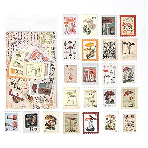 Ruluti 1 Pack Vintage Stamp Plantillustrated Pilz dekorative Briefpapieraufkleber Scrapbooking Tagebuch-Album-Stick-Etikett von Ruluti