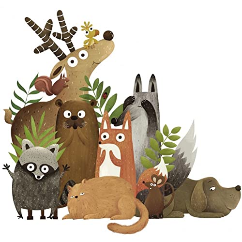 Jungle Animal Stickers 2 Sheets/pc Forest Animal Wall Decals Removable Kids Baby Nursery Playroom Bedroom Classroom Decoration von Ruluti