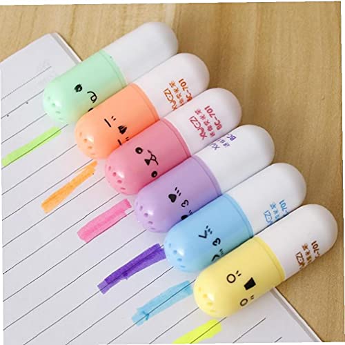 Ruluti 1Set Mini-förmige Kapsel Highlighter Vitamin Highlight Marker Graffi Color Pens Shirty Office Schulvorräte von Ruluti
