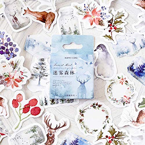 Ruluti 46pcs Winter Forest Kleintiere Paste Mini-Papier-Aufkleber-Paket Tagebuch-Dekoration Sticker Album Scrapbooking von Ruluti