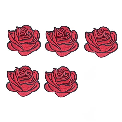 5 Stücke Rote Rose Patch Aufkleber Stickerei Abzeichen Eisen Auf Applique Patch Für Jacken Tischdecke Bettwäsche von Ruluti