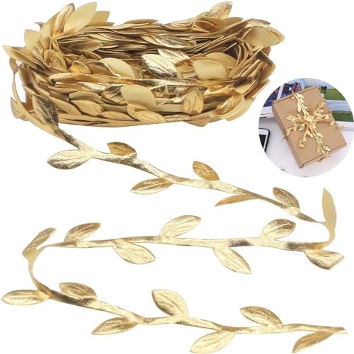 10M Streifen Geschenkband, Goldfarbenes Blätterband Gold Blattbesatzband Geschenk Luftschlangen, Künstliche Pflanzen Bänder Girlande Blattband Blatt Stirnbänder Blätter Band für DIY Party (Gold) 10M Streifen Geschenkband, Goldfarbenes Blätterband Gold Blattbesatzband Geschenk Luftschlangen, Künstliche Pflanzen Bänder Girlande Blattband Blatt Stirnbänder Blätter Band für DIY Party (Gold) von Rumgug