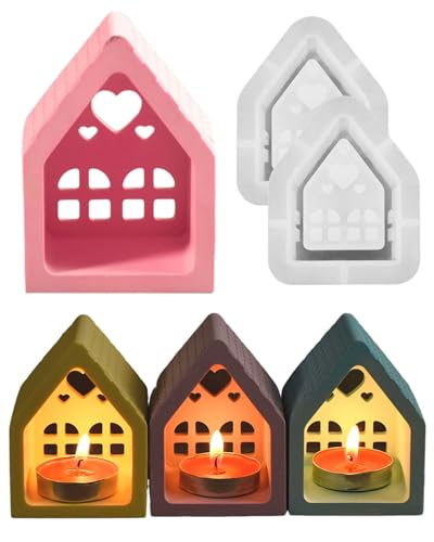 3D Silikonformen Häuser, 2 Stück Silikonform Haus für Kerzenherstellung, Handgefertigte Seife, Gießformen für DIY Bastelprojekte, Weihnachten Silikon Gießform, Kerzenhalter Silikonform 3D Silikonformen Häuser, 2 Stück Silikonform Haus für Kerzenherstellung, Handgefertigte Seife, Gießformen für DIY Bastelprojekte, Weihnachten Silikon Gießform, Kerzenhalter Silikonform von Rumicet