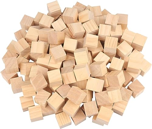 100 Stück Holz Würfel 20 MM Holzblöcke Holzwürfel Bastelwürfel Blanko Deko Holz Basteln Bastelmaterial Holz Quadrat Würfel Natur Deko zum DIY Basteln Malen DIY Handwerk Dekoration (B) von RunFa