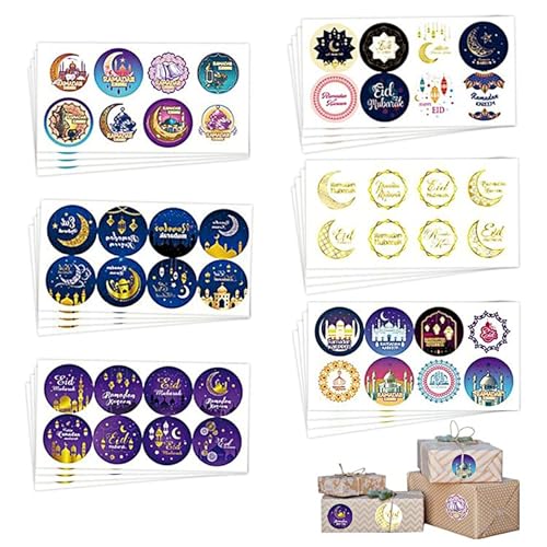 192 Stück 3.8cm Eid Mubarak Aufkleber Ramadan Geschenkaufkleber Selbstklebende Kareem Sticker Islamische Muslim Party Deko Basteln für Geschenke Verpackung Muslim Islam Party Supplies von RunFar shop