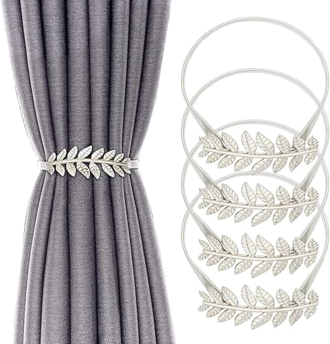 4 Stück Raffhalter Metall Vorhanghalter Blätter Gardinenhalter Fenster-Gardine Holdbacks Vorhang Halterung Clips Seil Binder Silber 4 Stück Raffhalter Metall Vorhanghalter Blätter Gardinenhalter Fenster-Gardine Holdbacks Vorhang Halterung Clips Seil Binder Silber von RunFar shop