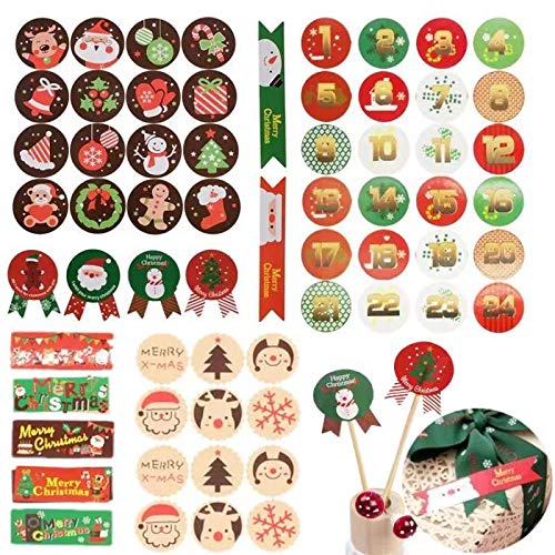 42 Blätter Weihnachtsaufkleber Weihnachten Geschenkaufkleber Sticker Etiketten selbstklebend für Umschlag Geschenktüten Papiertüten Weihnachtskarten von RunFar shop