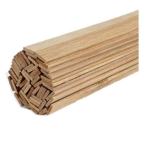 50 Stück Holzleisten zum Basteln Bambus Holzstäbchen Verkohlung Natürlicher Bambusstäbe Holzstab Holzstäbchen für DIY Arts Craft Basteln Dekoration (breit 10mm * 200mm länge) von RunFar shop