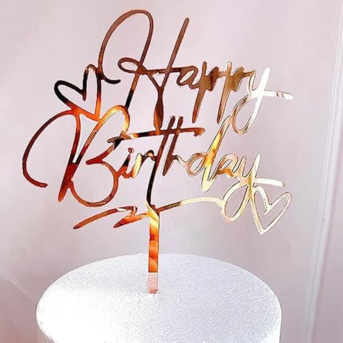 Cake Topper Happy Birthday Rosa Gold Tortendeko Kuchendeko Geburtstag Cake Topper Geburtstag Kuchen Deko für Mädchen Jungen Frauen Mann (Rosa) von RunFar shop